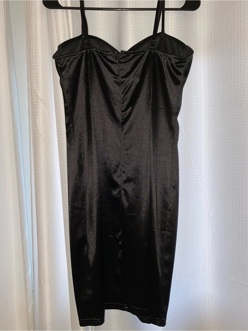 Black Satin Bodycon Slip Dress - Women large - Picture 3 of 4
